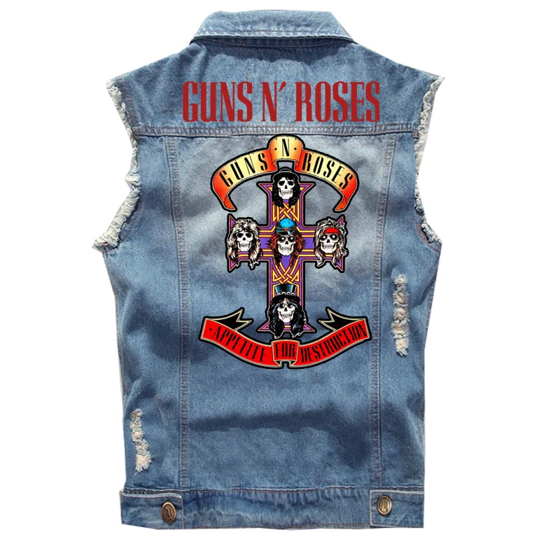 Spring Guns N 'Roses punk dark rocking sleeveless denim vest, vest, vest, denim shirt (2)