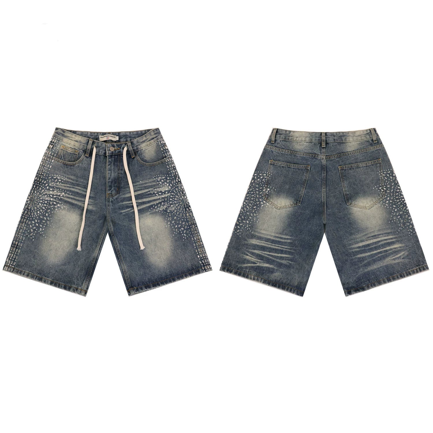Vale Forever Skittle Beaded Washed Buffalo Denim Shorts