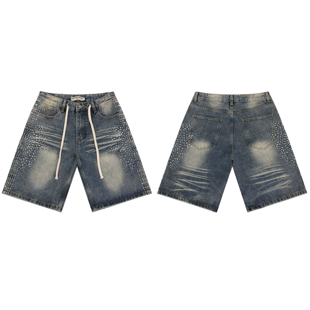 Vale Forever Skittle Beaded Washed Buffalo Denim Shorts