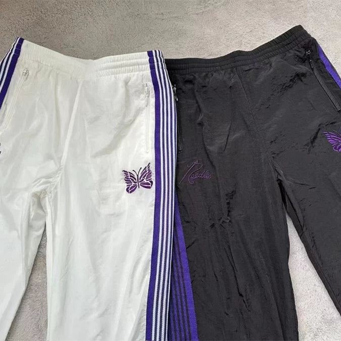 NEEDLES Butterfly Embroidery LOGO Striped Long Pants