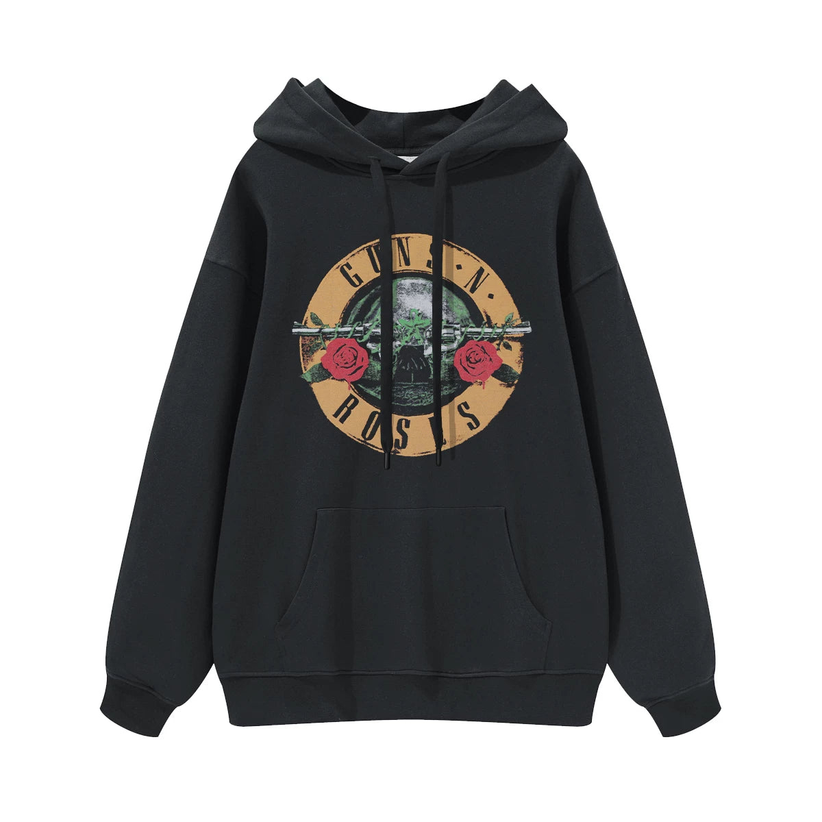 Guns n Roses Rock Band American Street Men's and Women's Black Grey White Cotton Hooded Round Neck Hoodie (2)