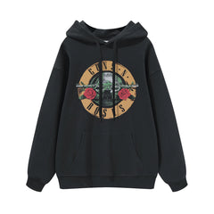 Guns n Roses Rock Band American Street Men's and Women's Black Grey White Cotton Hooded Round Neck Hoodie (2)