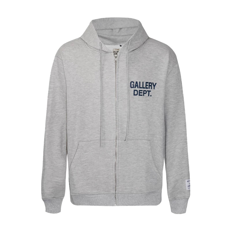 Gallery Dept letter logo slogan-print zip-up jacket