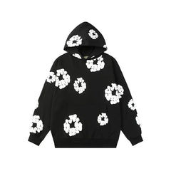 Denim Tears Cotton Wreath Graphic Hoodie - Black / Relaxed Streetwear Fit