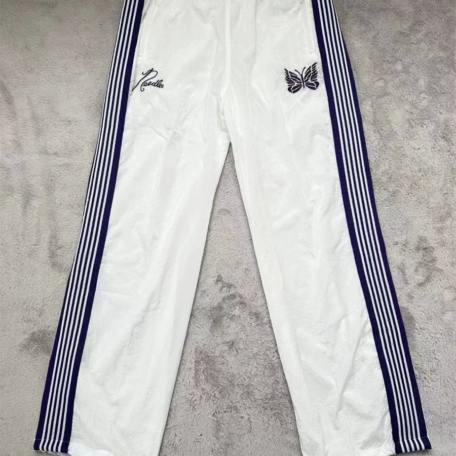 NEEDLES Butterfly Embroidery LOGO Striped Long Pants