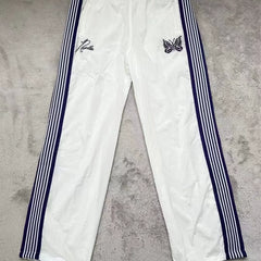 NEEDLES Butterfly Embroidery LOGO Striped Long Pants