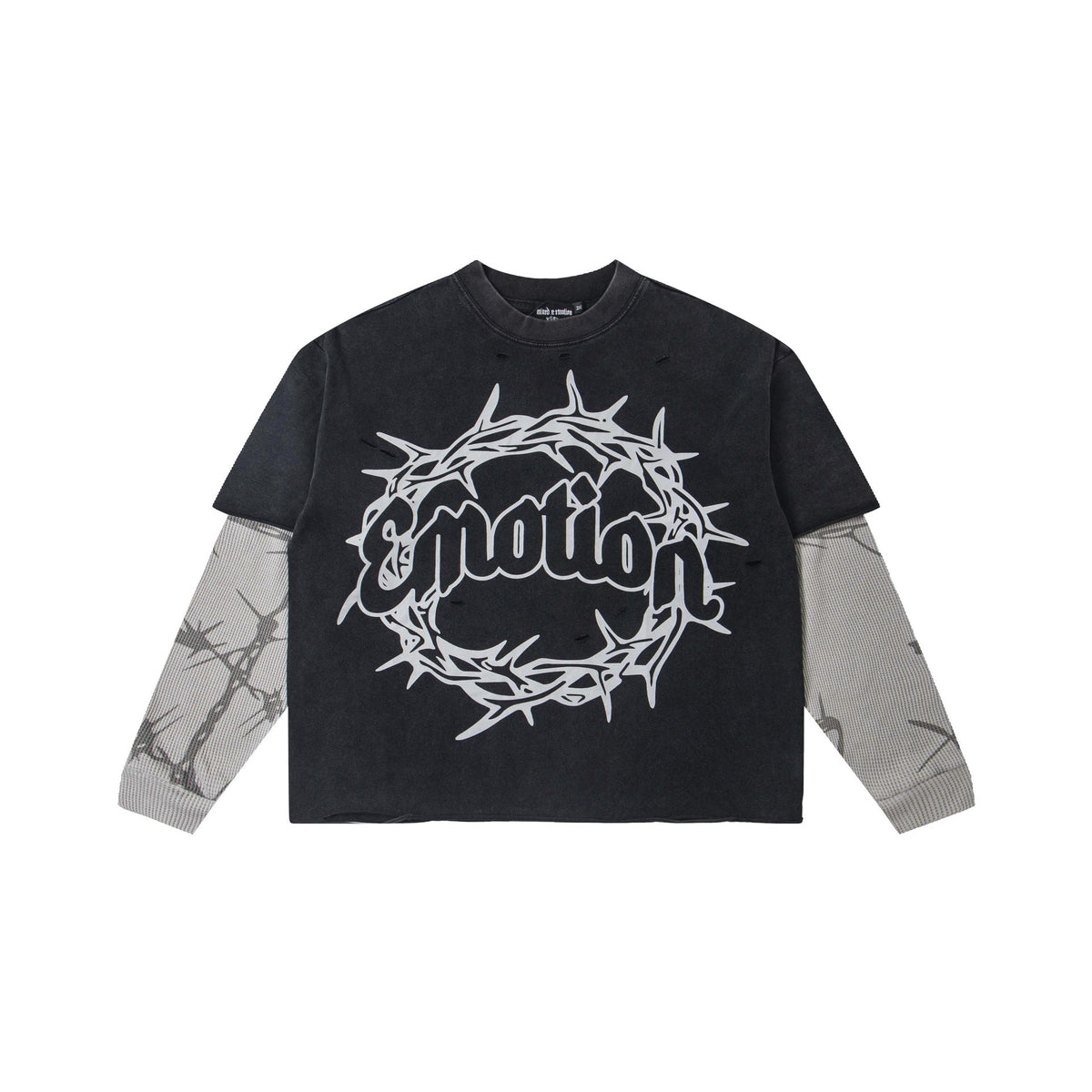 MIXED EMOTION Vintage Barbed Wire Layered Long-Sleeve Tee