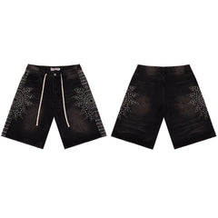 Vale Forever Skittle Beaded Washed Buffalo Denim Shorts
