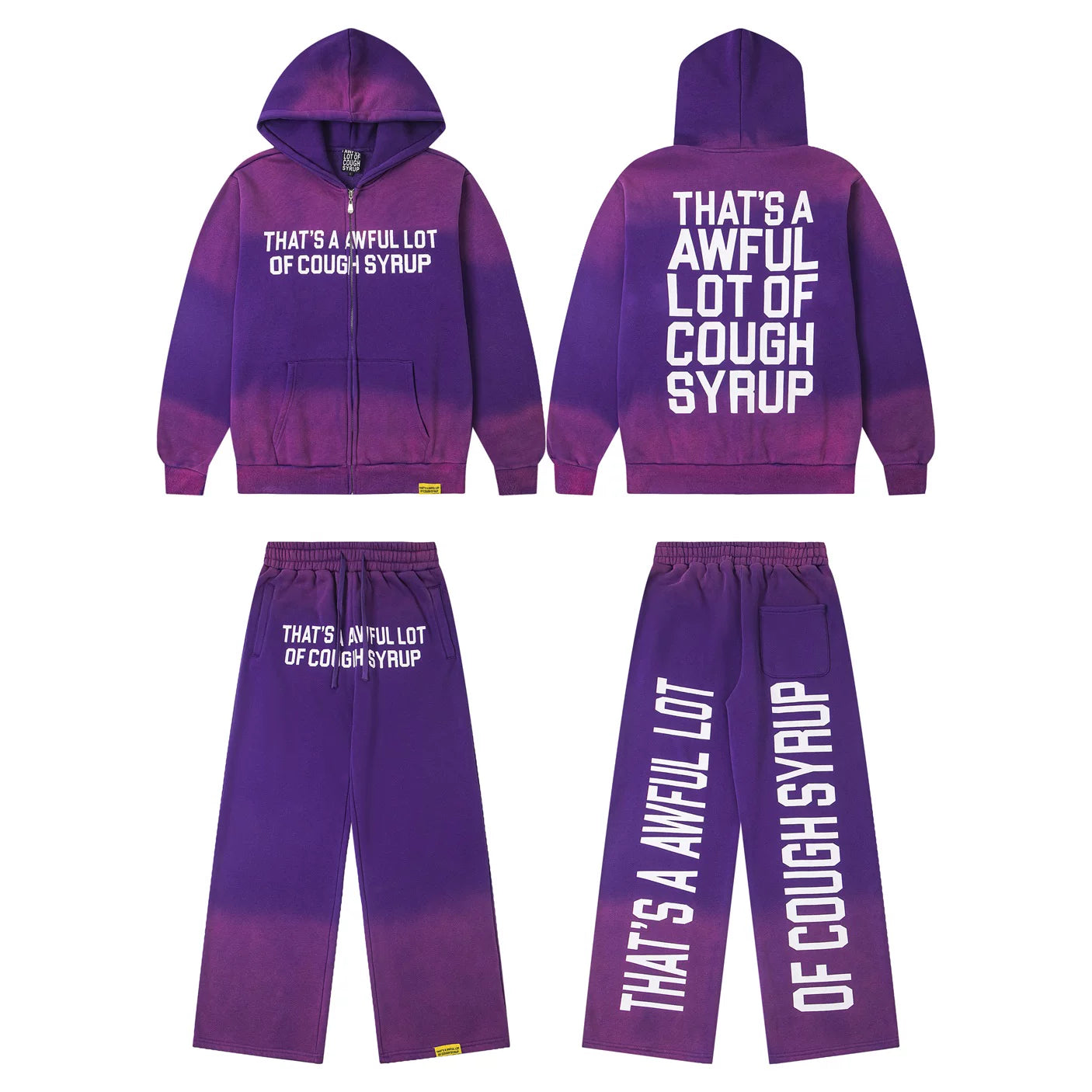 That's A AWFUL LOT OF COUGH SYRUP letter print casual set