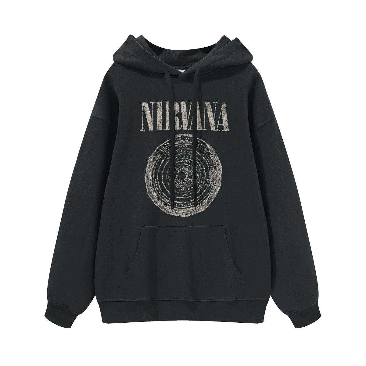 NIRVANA Nirvana Rock Band American Street Gun Flower Nirvana Black Gray White Pure Cotton Hooded Round Neck Sweatshirt (9)