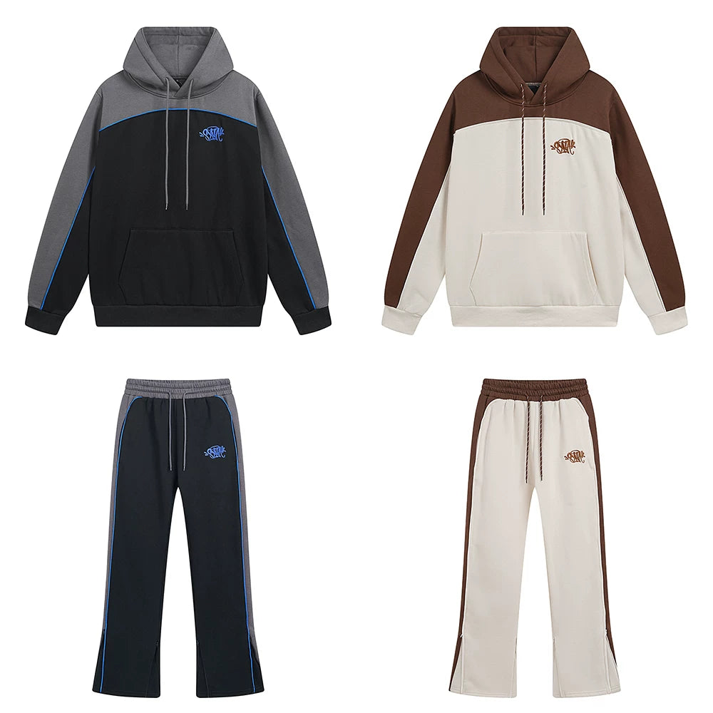 Syna letter embroidery color block casual set