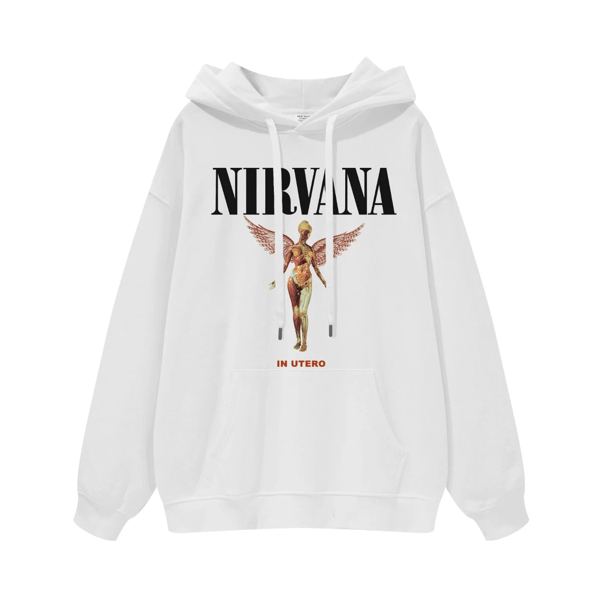 NIRVANA Nirvana Rock Band American Street Gun Flower Nirvana Black Gray White Pure Cotton Hooded Round Neck Sweatshirt (10)