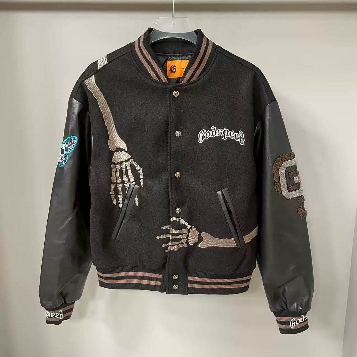 GODSPEED Vintage Stitching Loose Embroidered Skull Jacket