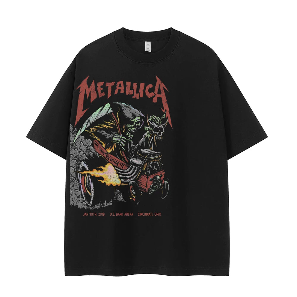 Metallica metal band retro American street niche design vtg shoulder rock short sleeved T-shirt