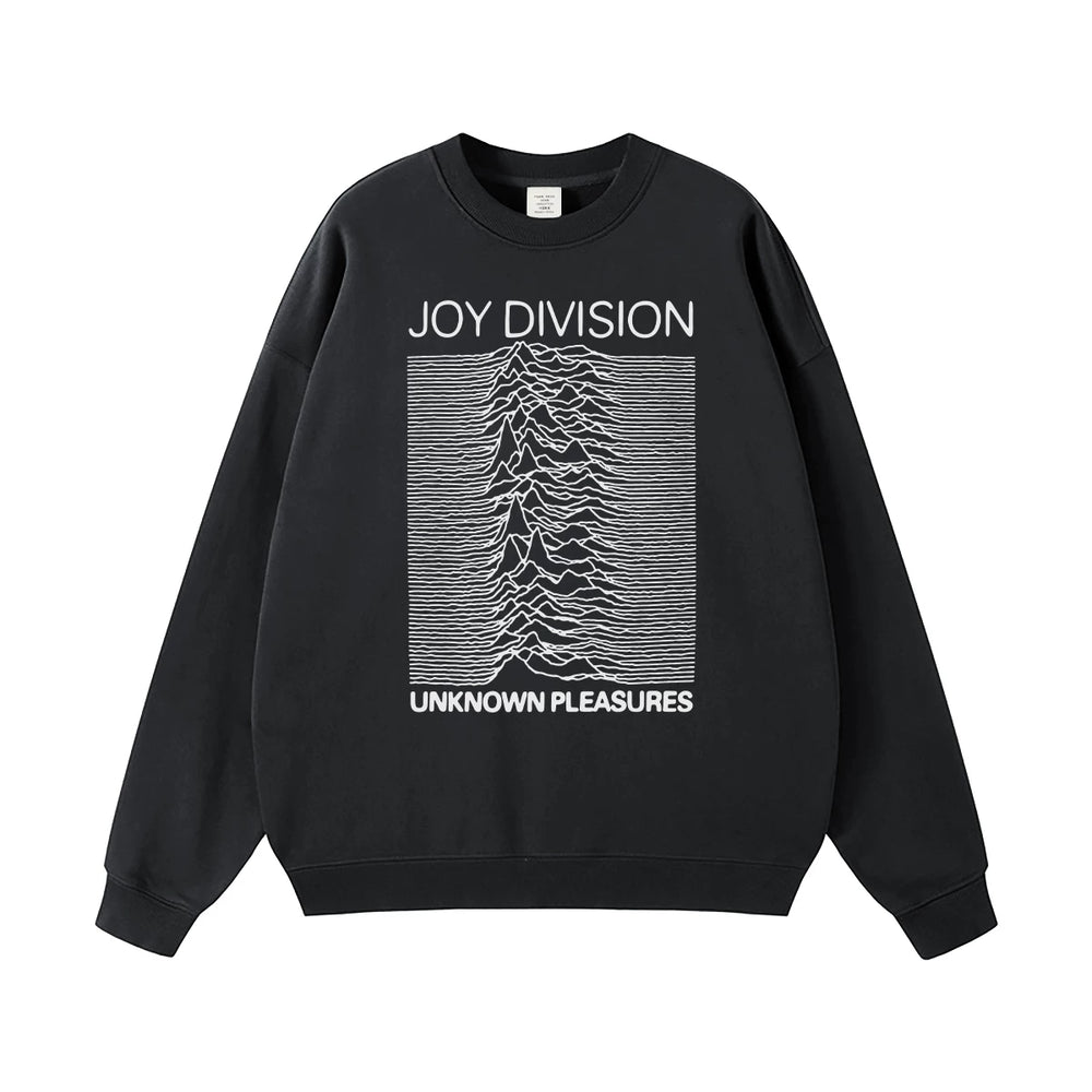 Joy Division Rock Band Happy Split American Street Men's and Women's Black Grey Pure Cotton Hooded Round Neck Hoodie (1)