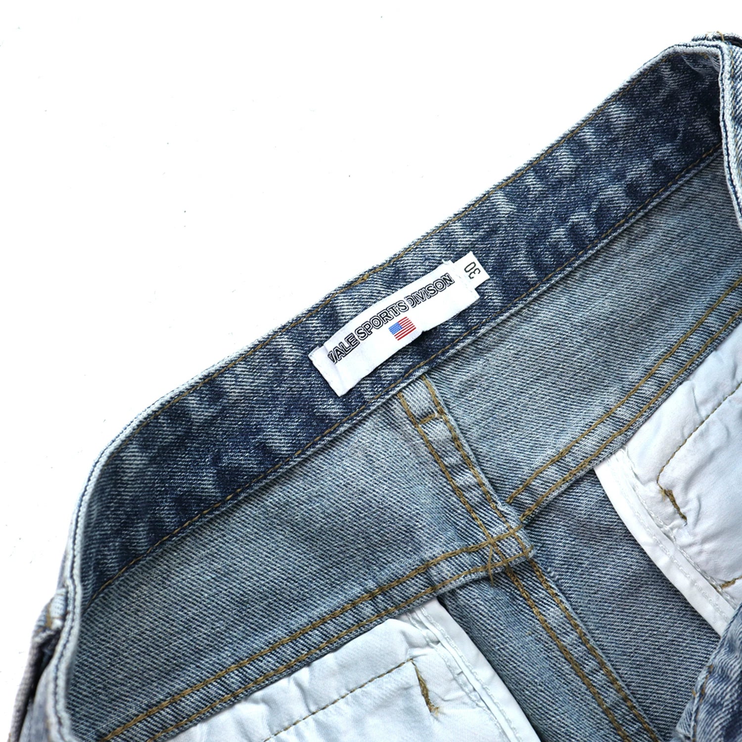 Vale washed and ironed diamond-patterned denim shorts