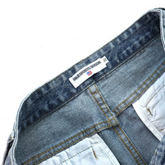 Vale washed and ironed diamond-patterned denim shorts