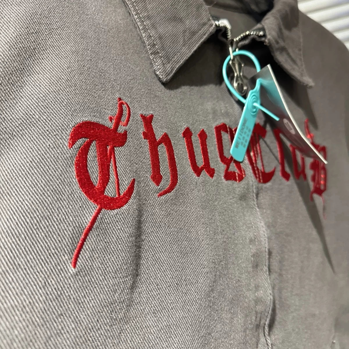 Thug club Letter Embroidered Washed Vintage Jacket