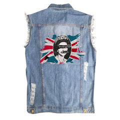 SEX PISTOLS sex pistol European and American men's street style vintage denim shirt vest sleeveless vest (2)