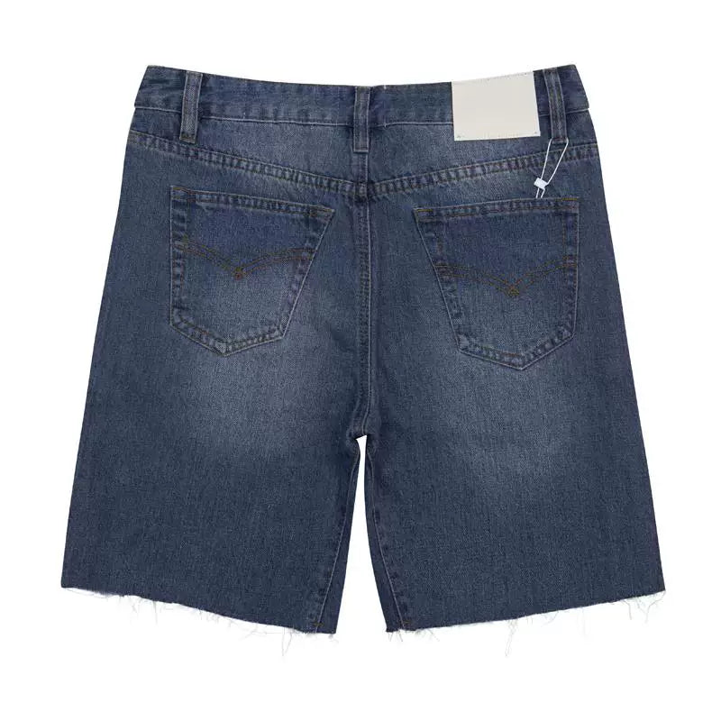 Gallery Dept Washed Dark Blue Plaid Denim Shorts