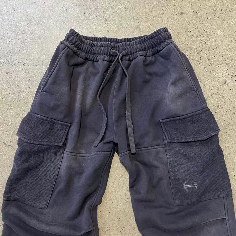 Hide in Hills Washed and Distressed Denim Joggers