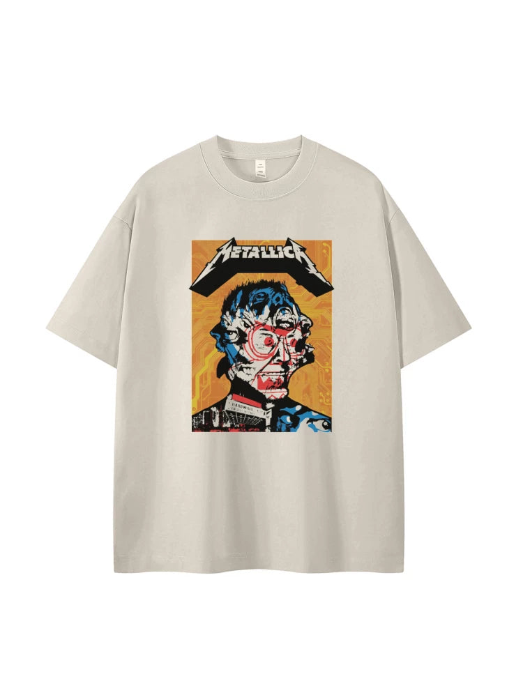 Metallica metal band retro American street niche vtg loose shoulder pure cotton rock short sleeved T-shirt