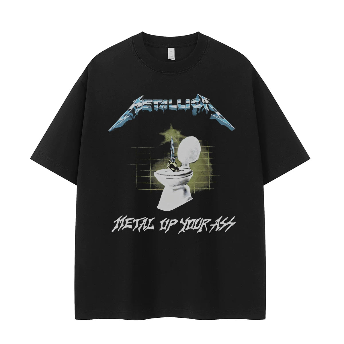Metallica metal band retro American street hip-hop niche vtg off shoulder loose rock short sleeved T-shirt