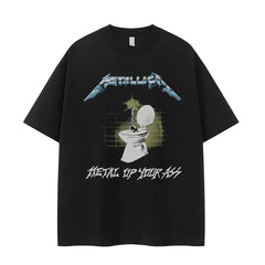 Metallica metal band retro American street hip-hop niche vtg off shoulder loose rock short sleeved T-shirt