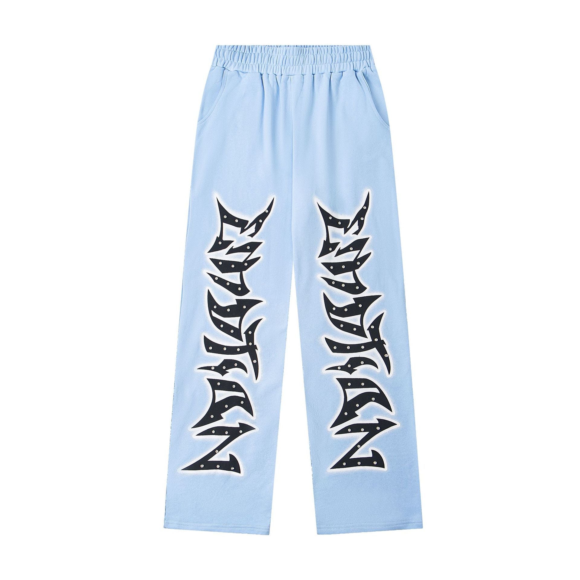 MIXED EMOTION Vintage Graphic Sweatpants (Light Blue)