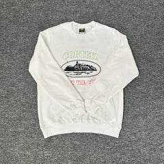 Corteiz "Rules The World" Island Logo Heavyweight Crewneck Sweatshirt - White