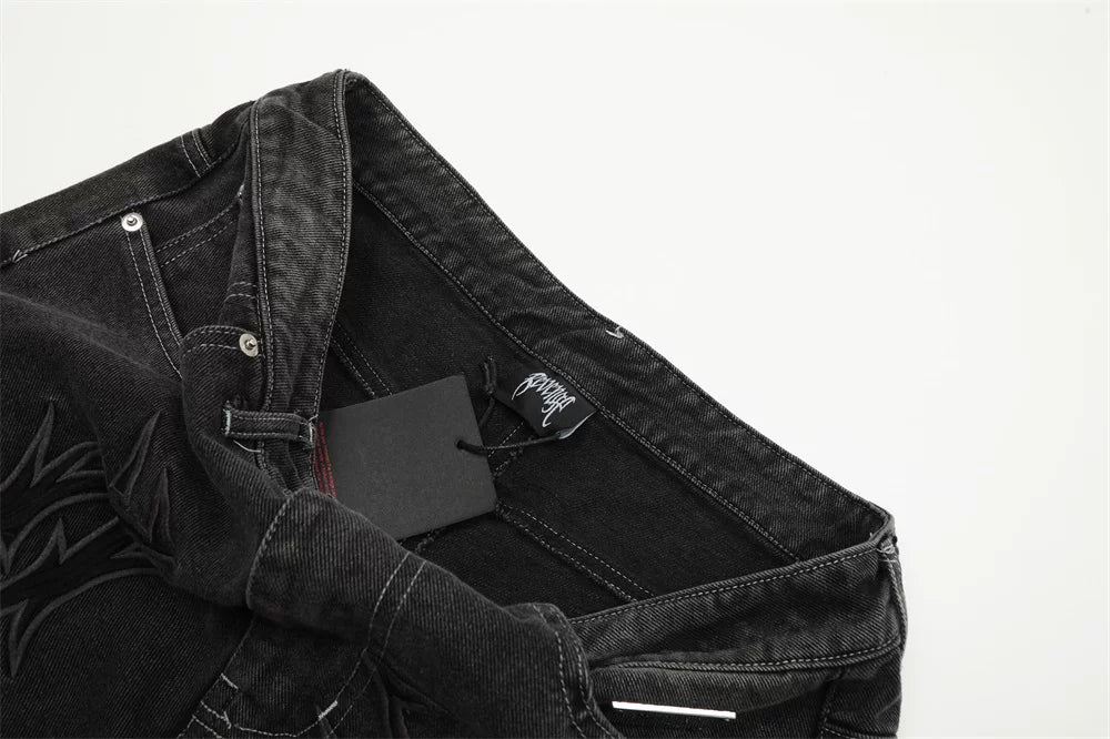 Revenge Smoke Embroidered Thorn Denim Pants