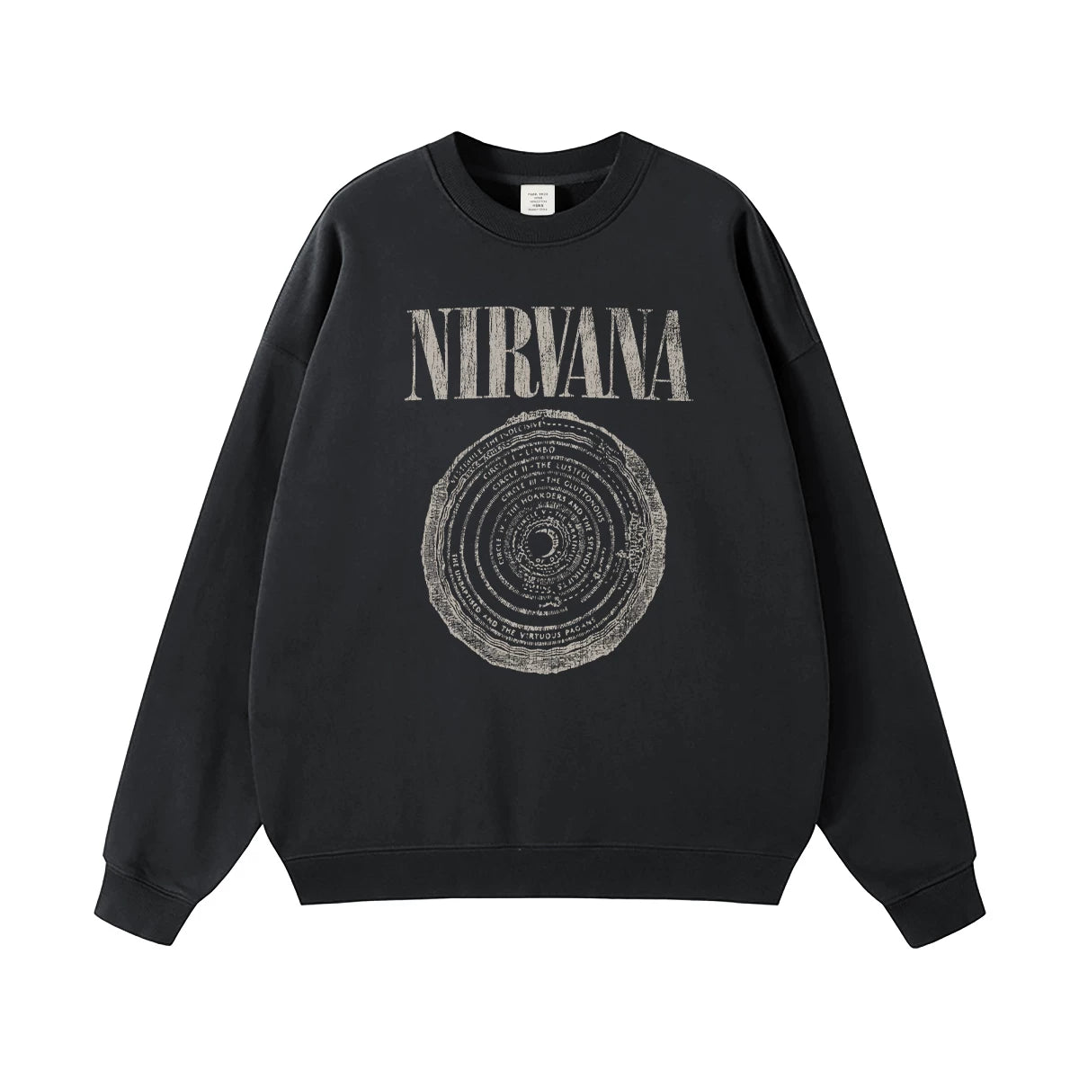 NIRVANA Nirvana Rock Band American Street Gun Flower Nirvana Black Gray White Pure Cotton Hooded Round Neck Sweatshirt (9)