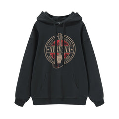 NIRVANA Nirvana Rock Band American Street Gun Flower Nirvana Black Gray White Pure Cotton Hooded Round Neck Sweatshirt (8)