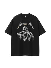 Metallica metal band retro American street dark skeleton niche design rock short sleeved T-shirt