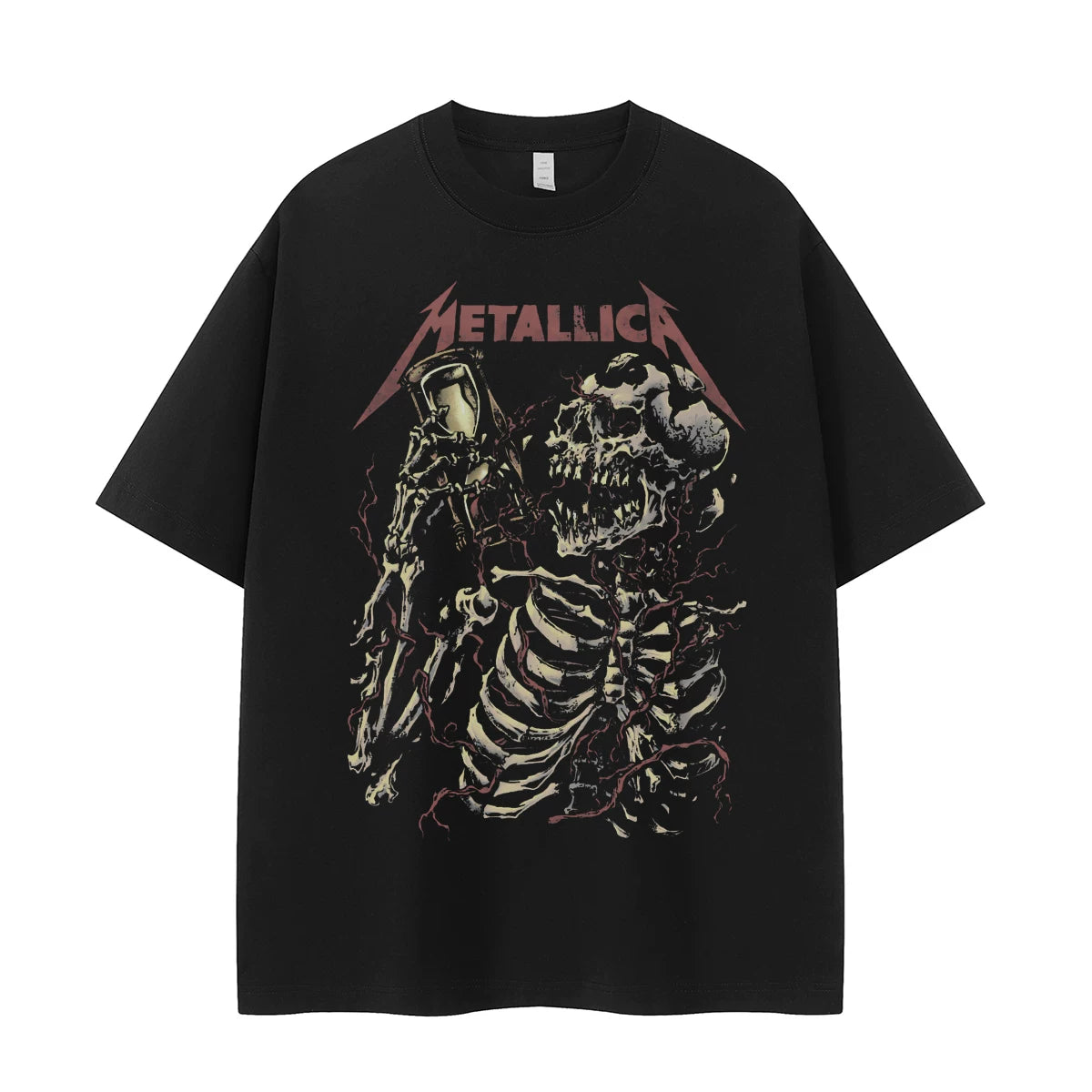 Metallica metal band retro American street vtg loose shoulder pure cotton round neck rock short sleeved T-shirt