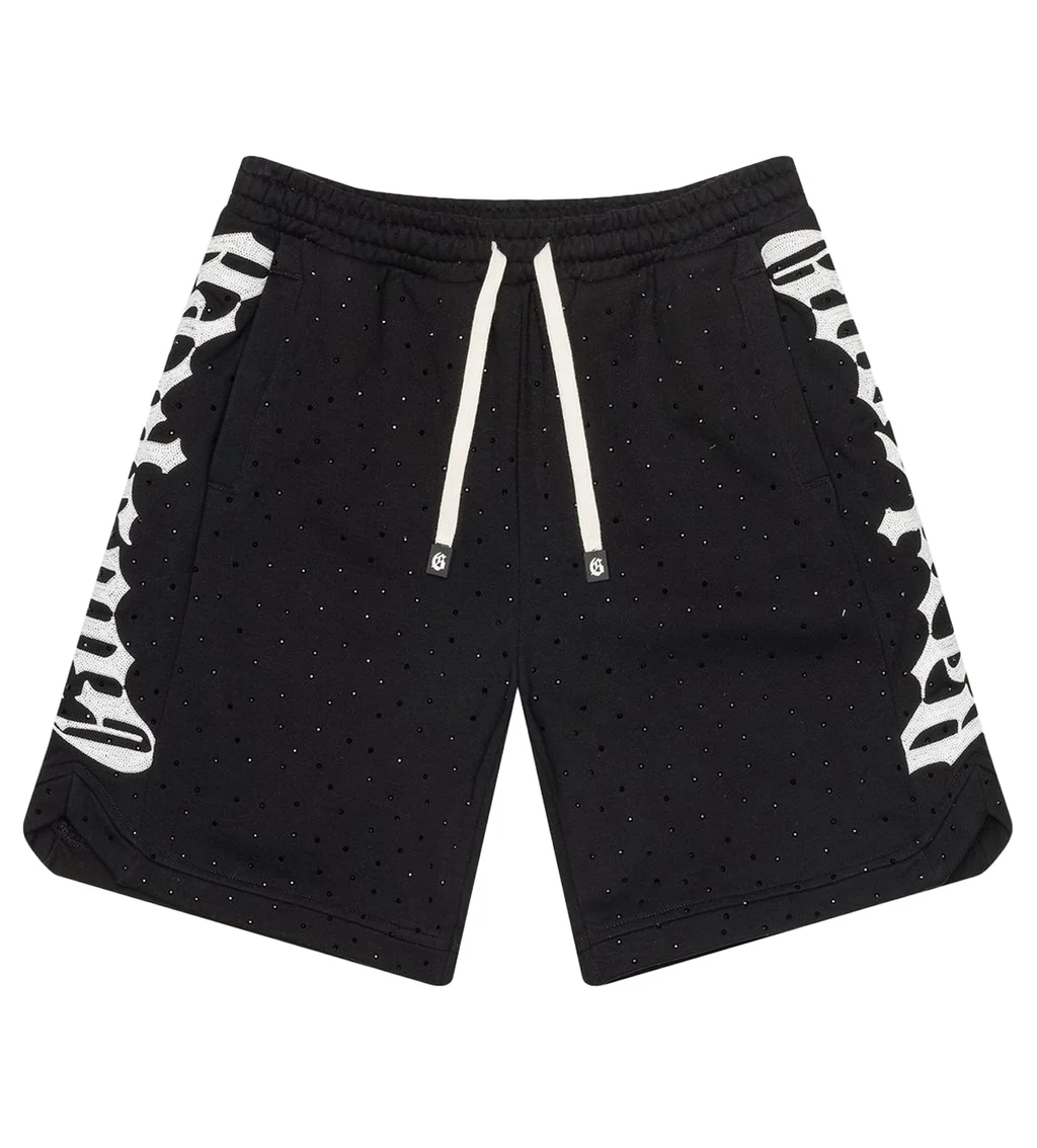 GODSPEED Embroidered Letters Full Diamond Casual Shorts