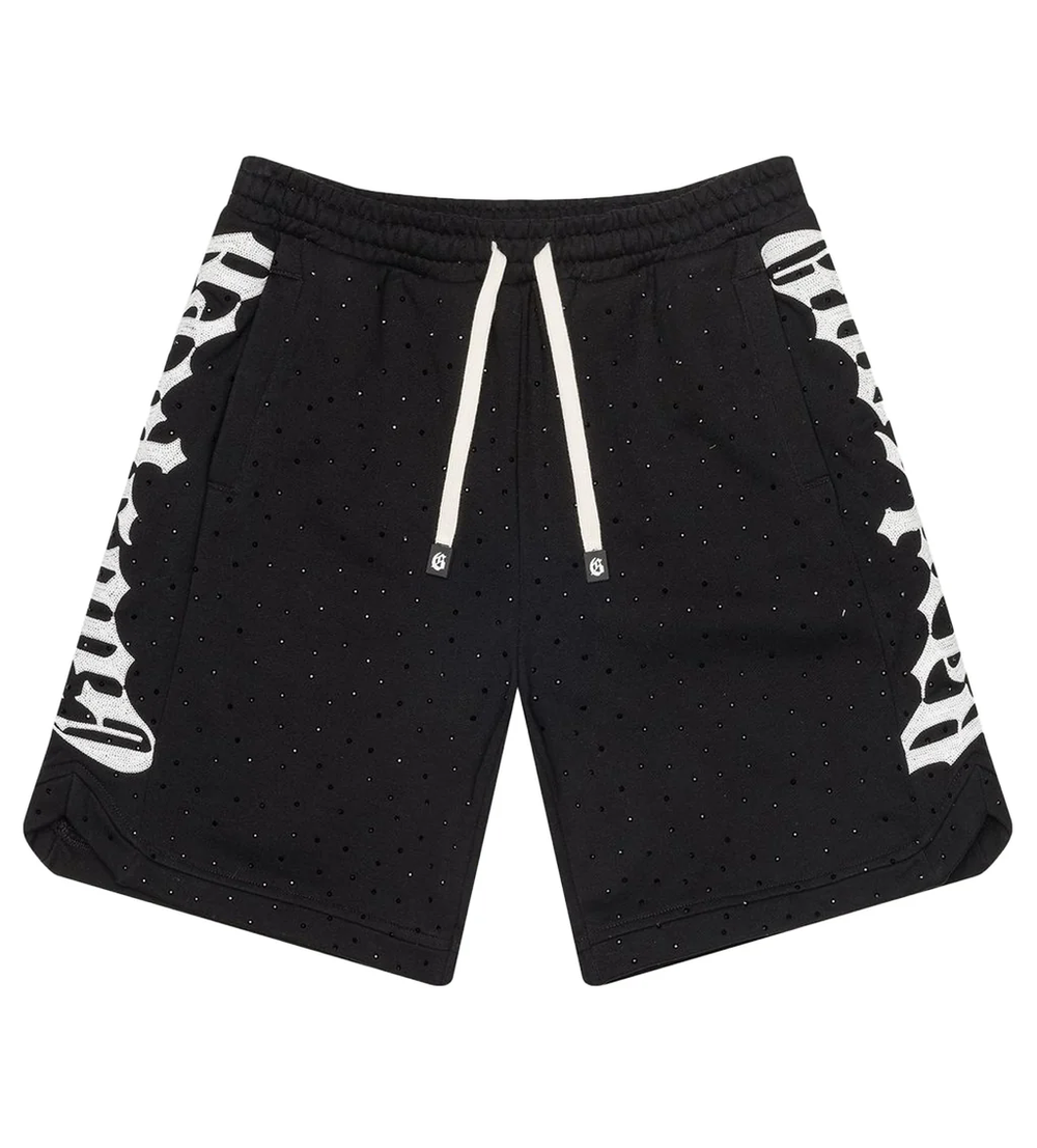 GODSPEED Embroidered Letters Full Diamond Casual Shorts