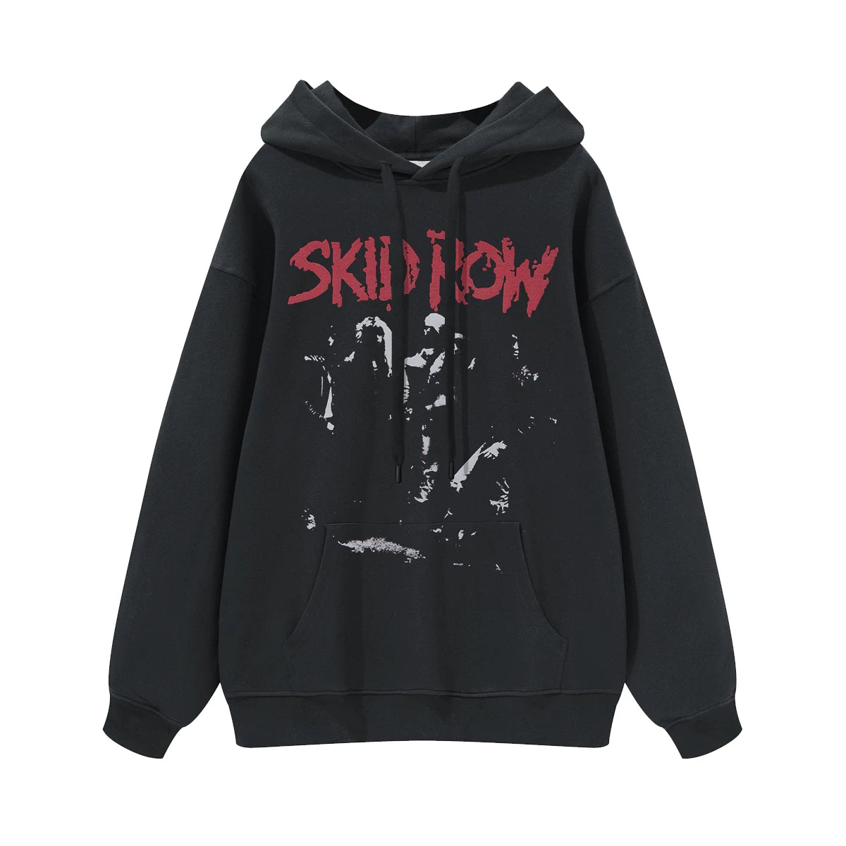 SKID ROW Poor Street Rock Band Gunslinger American Street Men's and Women's Black Grey Cotton Hooded Round Neck Hoodie