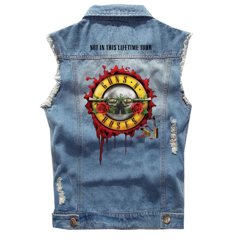 Spring Guns N 'Roses punk dark rocking sleeveless denim vest, vest, vest, denim shirt (1)