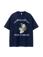 Metallica metal band retro American street hip-hop niche vtg off shoulder loose rock short sleeved T-shirt