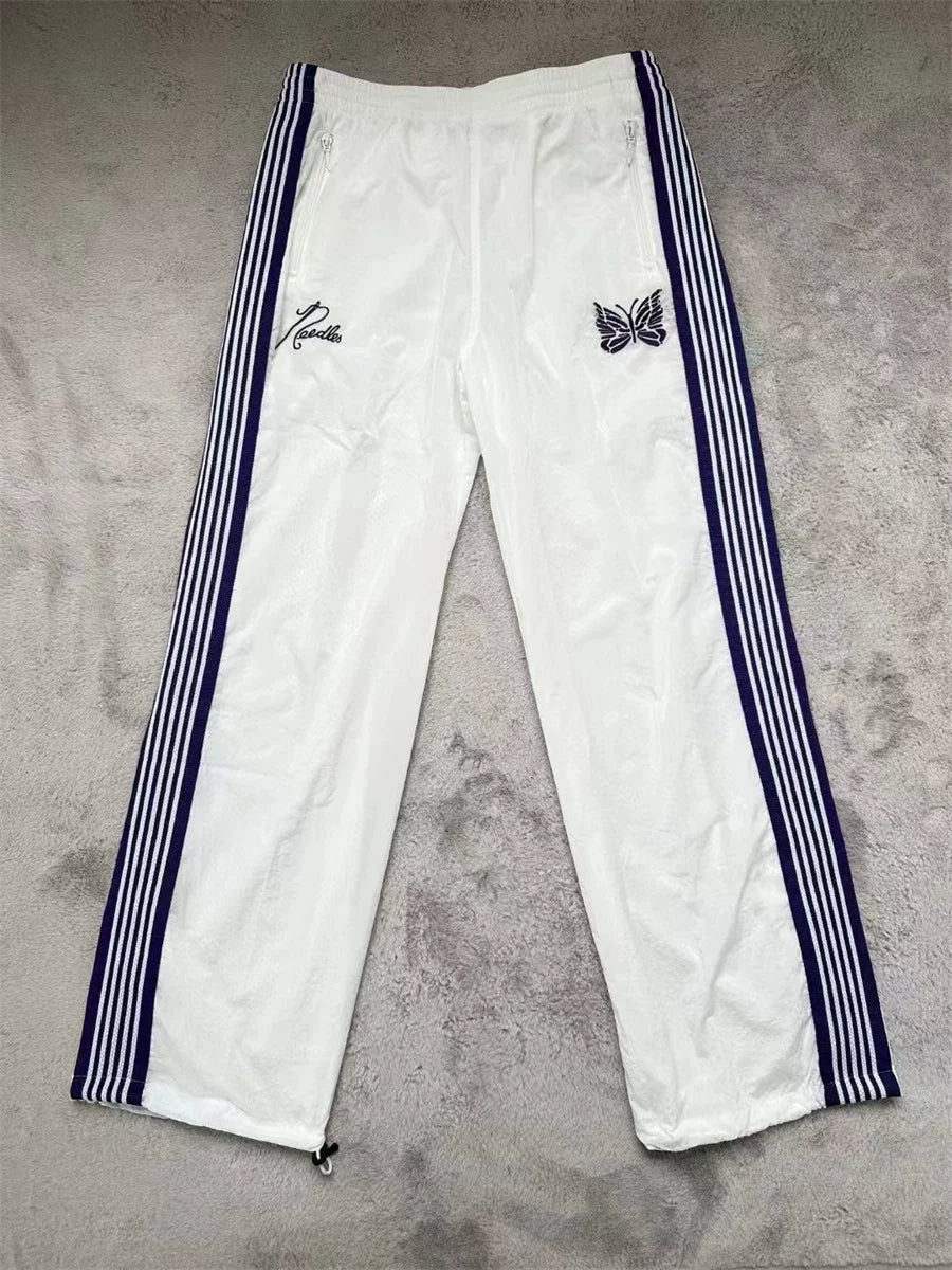 NEEDLES Butterfly Embroidery LOGO Striped Long Pants