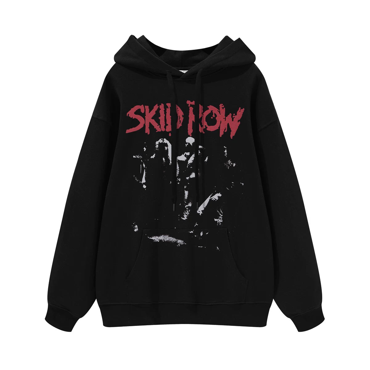 SKID ROW Poor Street Rock Band Gunslinger American Street Men's and Women's Black Grey Cotton Hooded Round Neck Hoodie