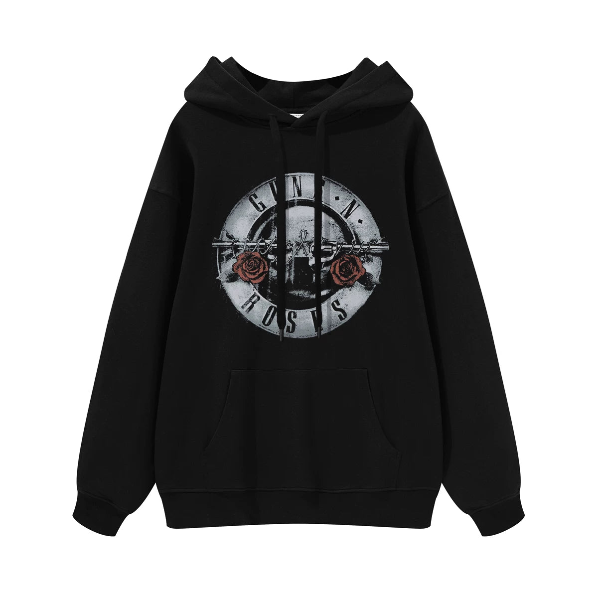 Guns n Roses Rock Band American Street Men's and Women's Black Grey White Cotton Hooded Round Neck Hoodie (1)