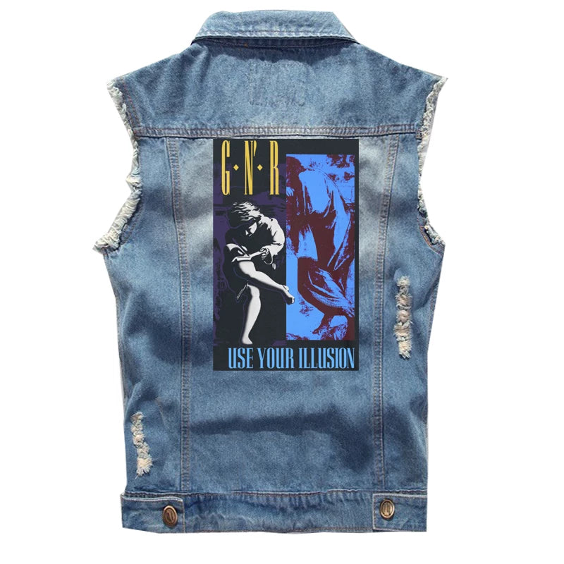 Spring Guns N 'Roses punk dark rocking sleeveless denim vest, vest, vest, denim shirt (1)