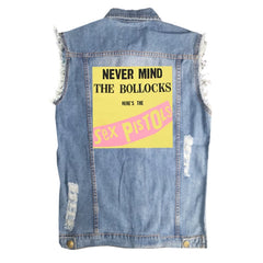 SEX PISTOLS sex pistol European and American men's street style vintage denim shirt vest sleeveless vest (4)