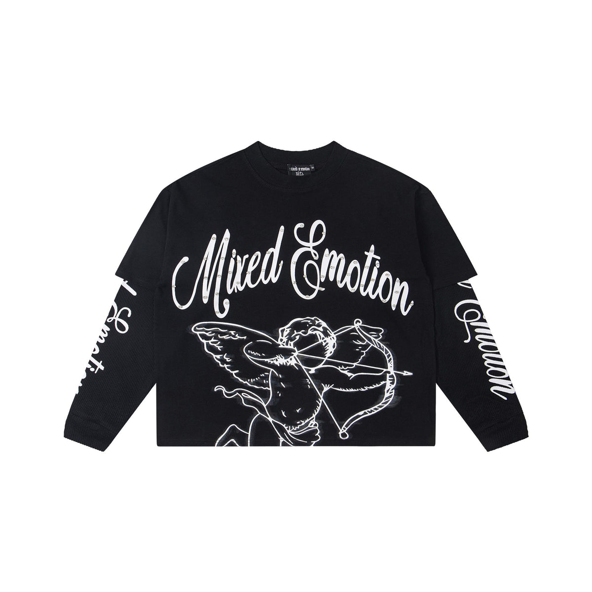 MIXED EMOTION Vintage Cupid Layered Long-Sleeve Tee (Black)