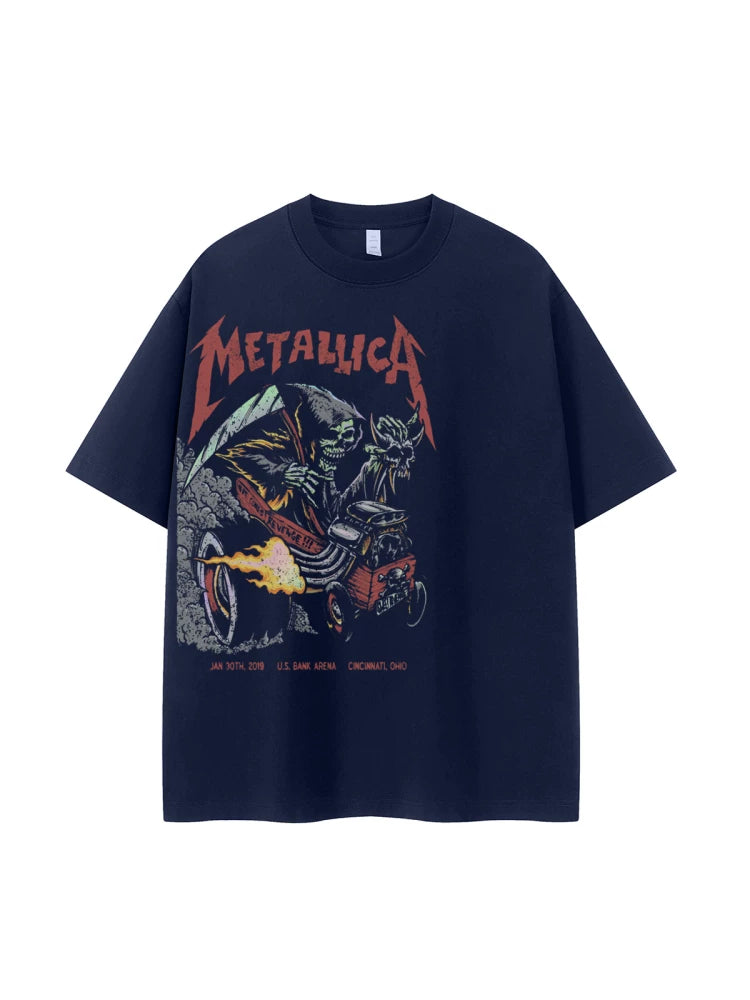 Metallica metal band retro American street niche design vtg shoulder rock short sleeved T-shirt