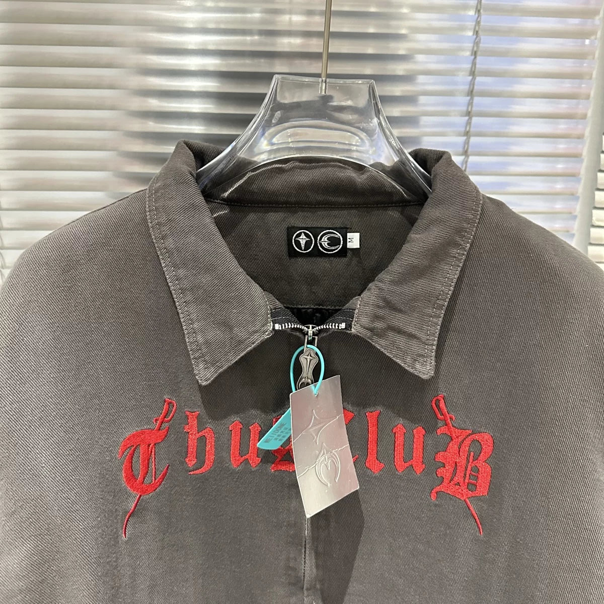Thug club Letter Embroidered Washed Vintage Jacket