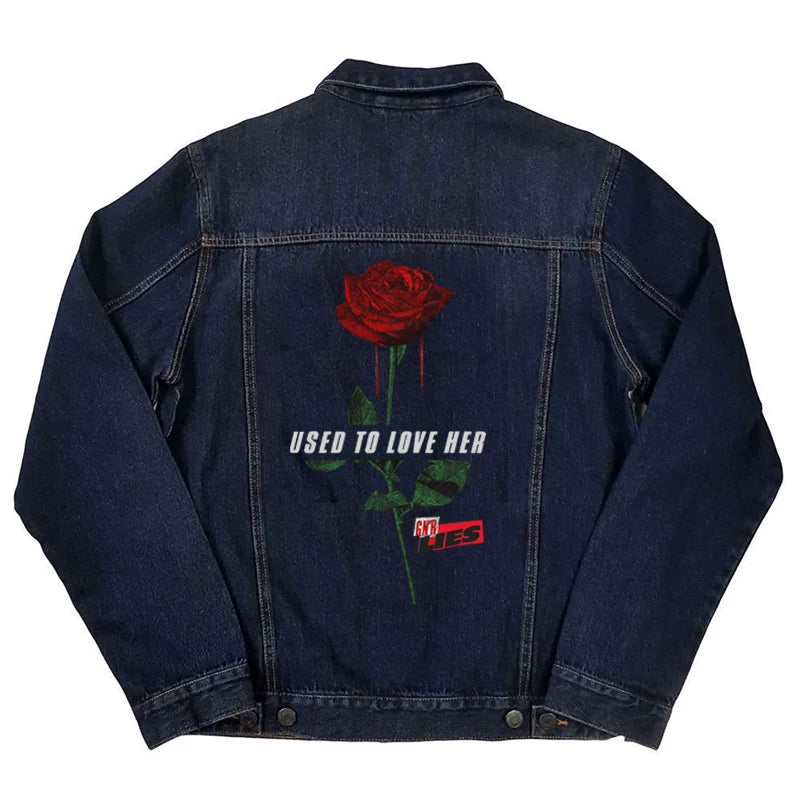 春秋款欧美复古Guns N’ Roses枪花乐队街头摇滚机车牛仔外套男 (1)