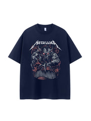 Metallica metal band retro American street vtg loose shoulder pure cotton round neck rock short sleeved T-shirt